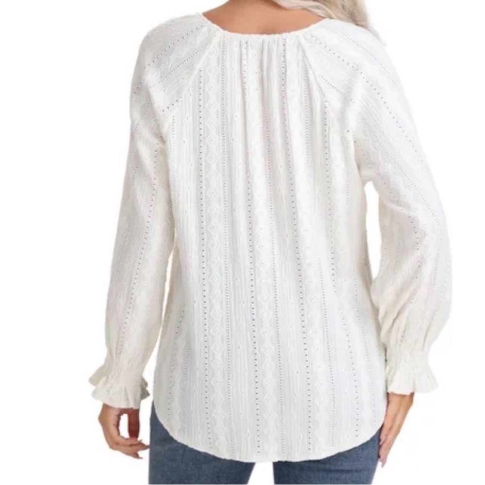 Frye Textured Peasant Blouse Size Small - Picture 2 of 6
